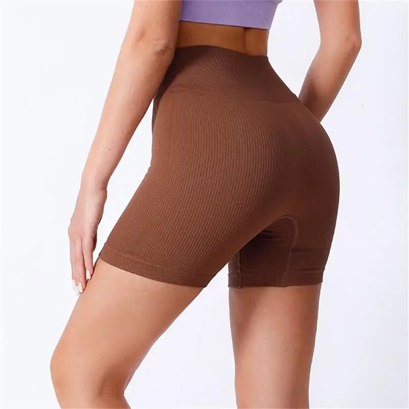 Shorts Ribbed Yoga Cintura Alta Seamless