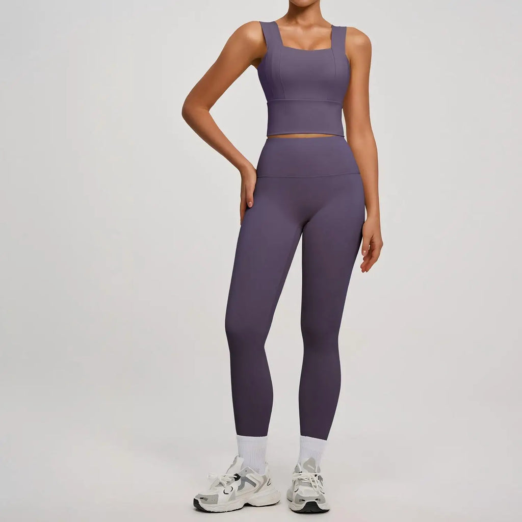 Conjunto Yoga Segunda Pele — Top + Calça Cintura Alta Slim