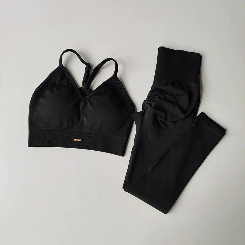 Conjunto Fitness Seamless Cintura Alta — Top + Legging Push Up