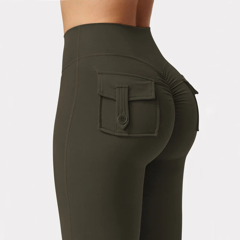 Legging Wide Leg com Bolsos — Perna Larga e Alta Compressão
