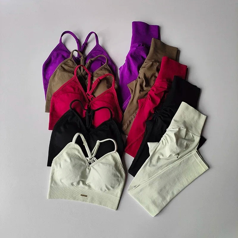 Conjunto Fitness Seamless Cintura Alta — Top + Legging Push Up