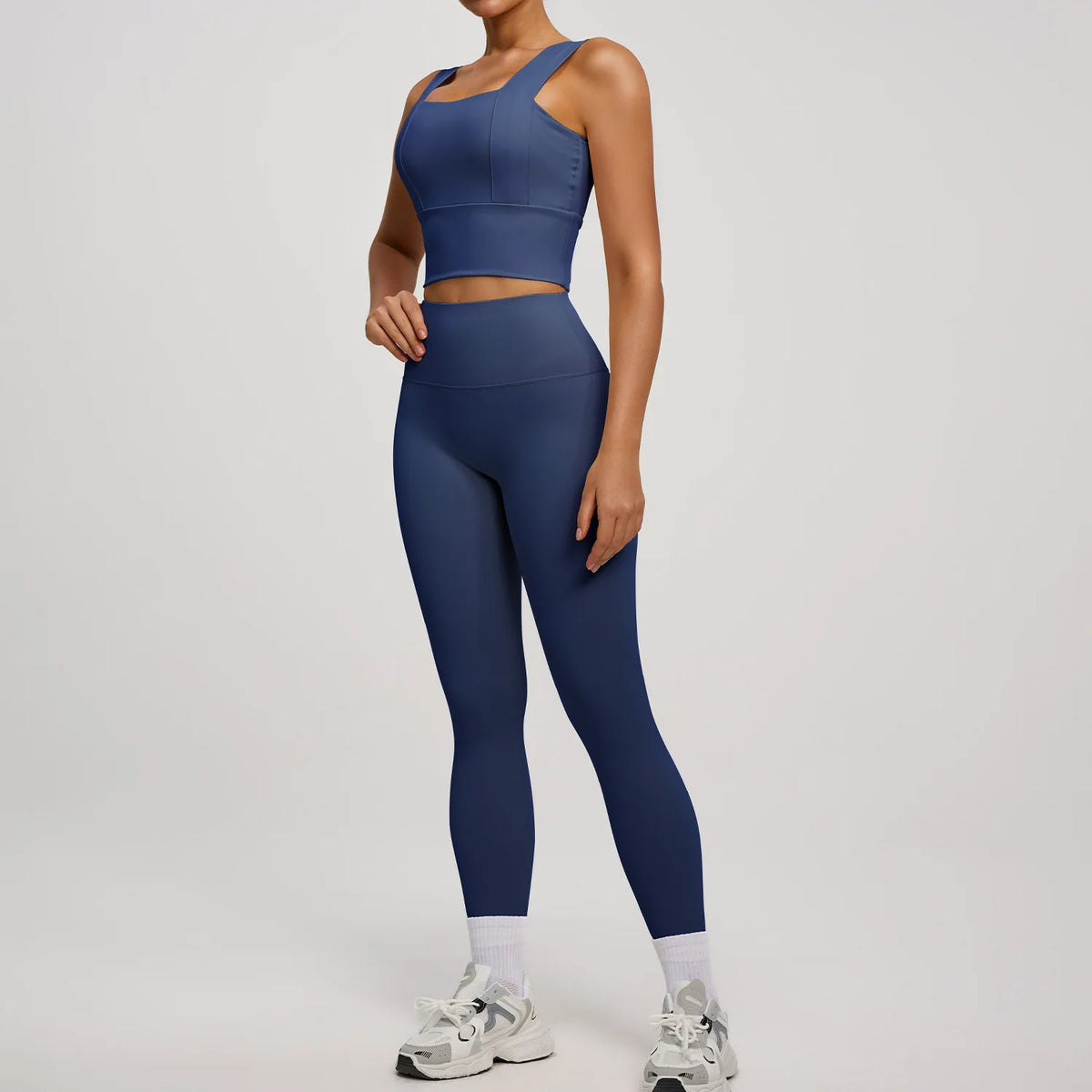 Conjunto Yoga Segunda Pele — Top + Calça Cintura Alta Slim