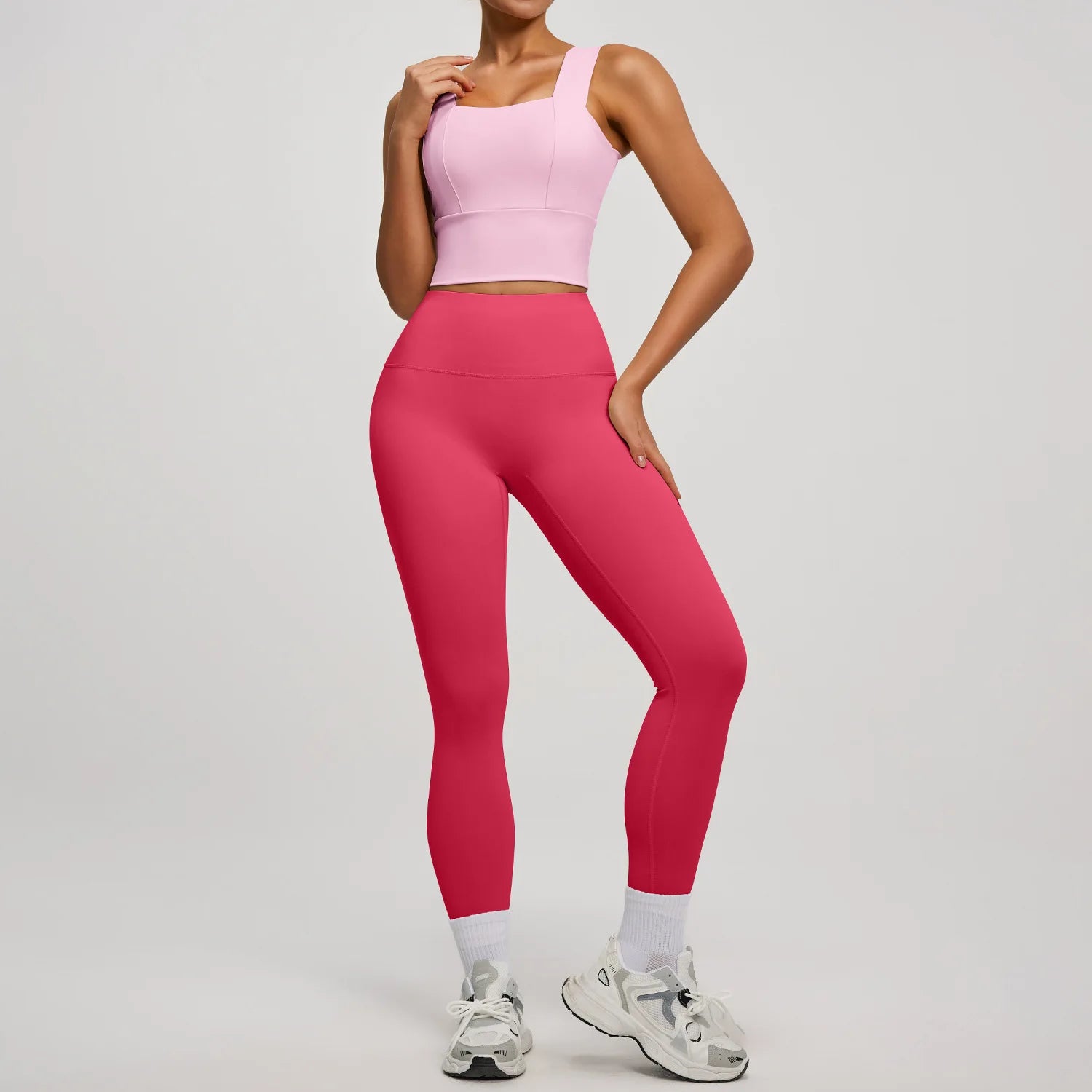 Conjunto Yoga Segunda Pele — Top + Calça Cintura Alta Slim