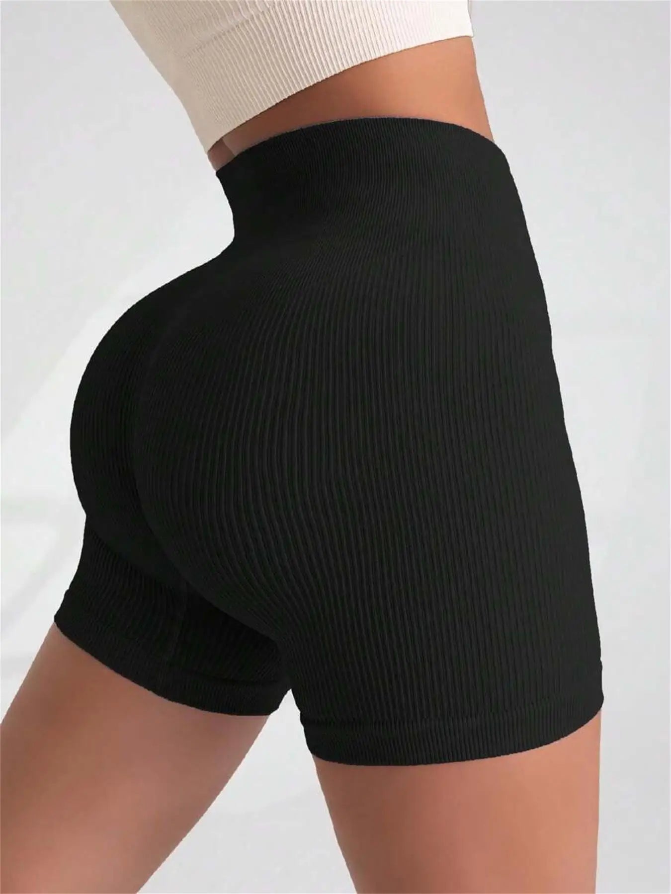 Shorts Ribbed Yoga Cintura Alta Seamless