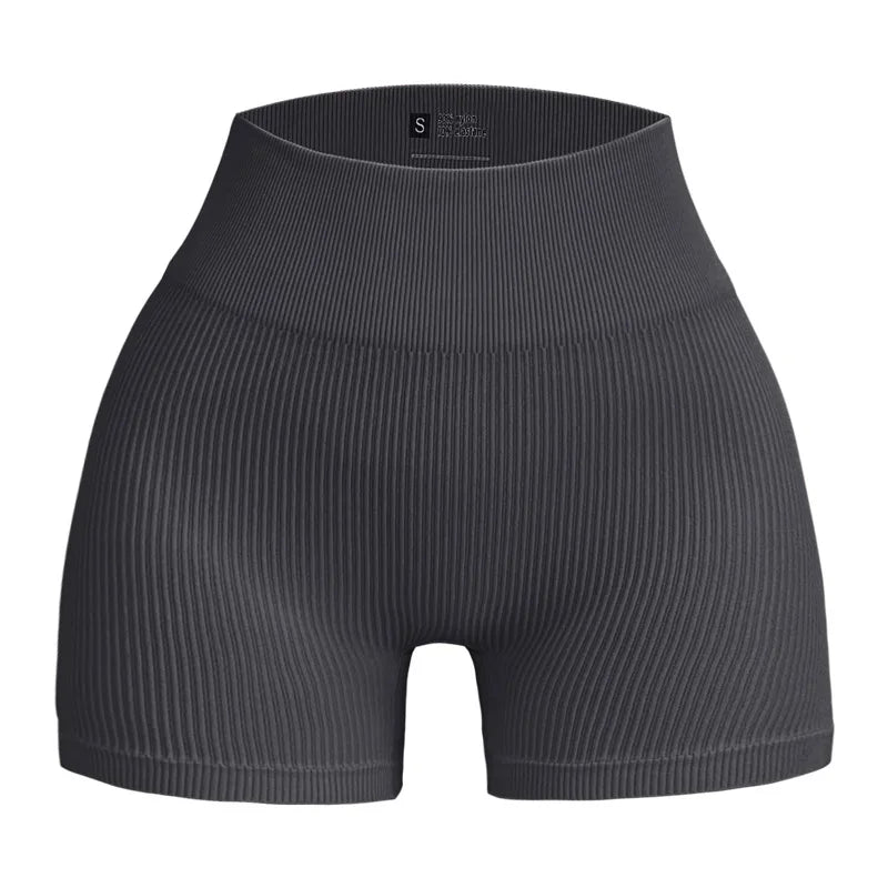 Shorts Ribbed Yoga Cintura Alta Seamless