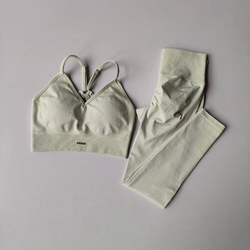 Conjunto Fitness Seamless Cintura Alta — Top + Legging Push Up