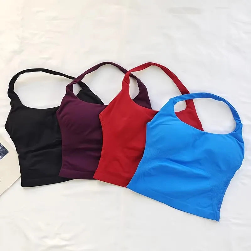 Top Cropped Halter Pescoço com Bojo — Costas Abertas e Suporte Total