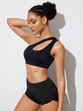 Top Esportivo Push Up Ombro Único — Suporte e Estilo