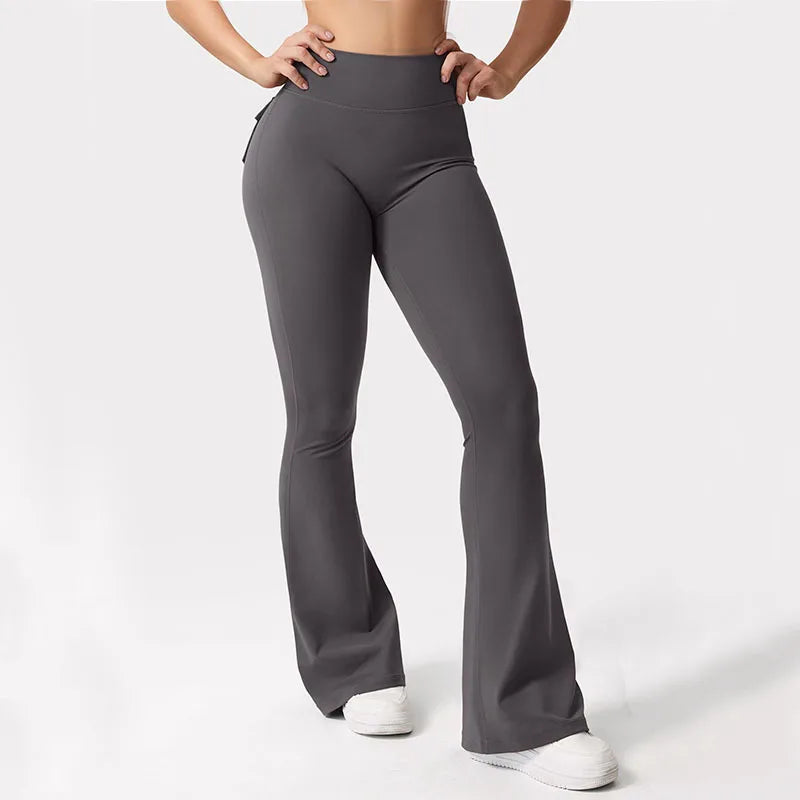 Legging Wide Leg com Bolsos — Perna Larga e Alta Compressão