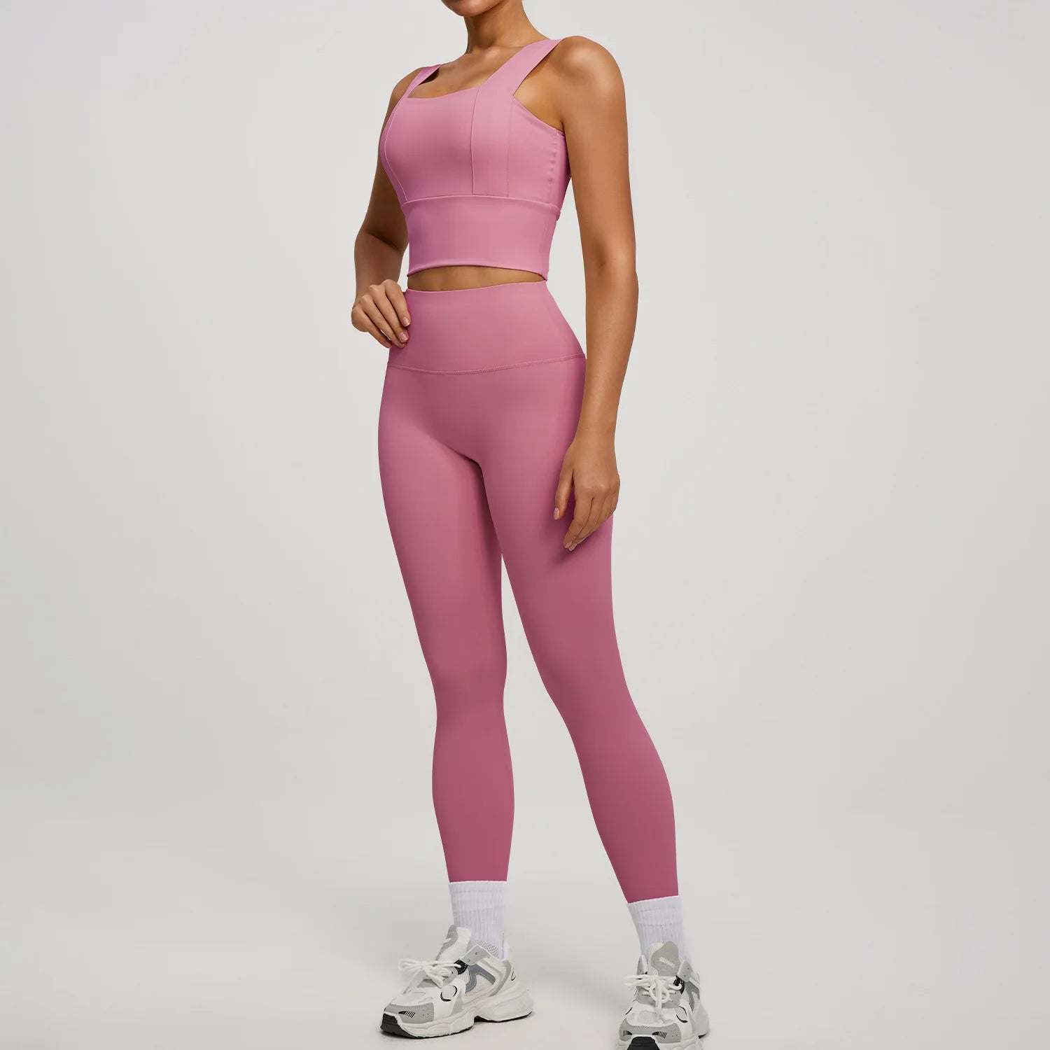 Conjunto Yoga Segunda Pele — Top + Calça Cintura Alta Slim