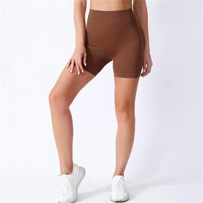 Shorts Ribbed Yoga Cintura Alta Seamless