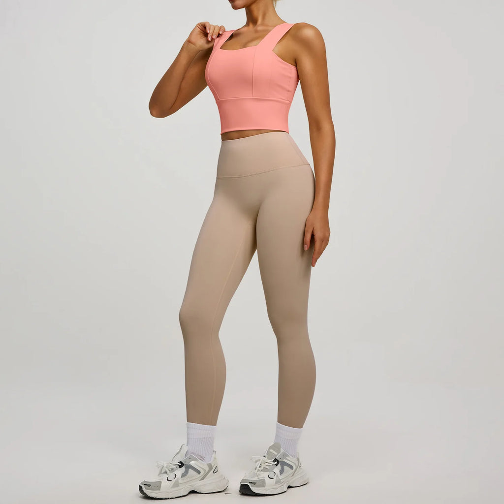 Conjunto Yoga Segunda Pele — Top + Calça Cintura Alta Slim
