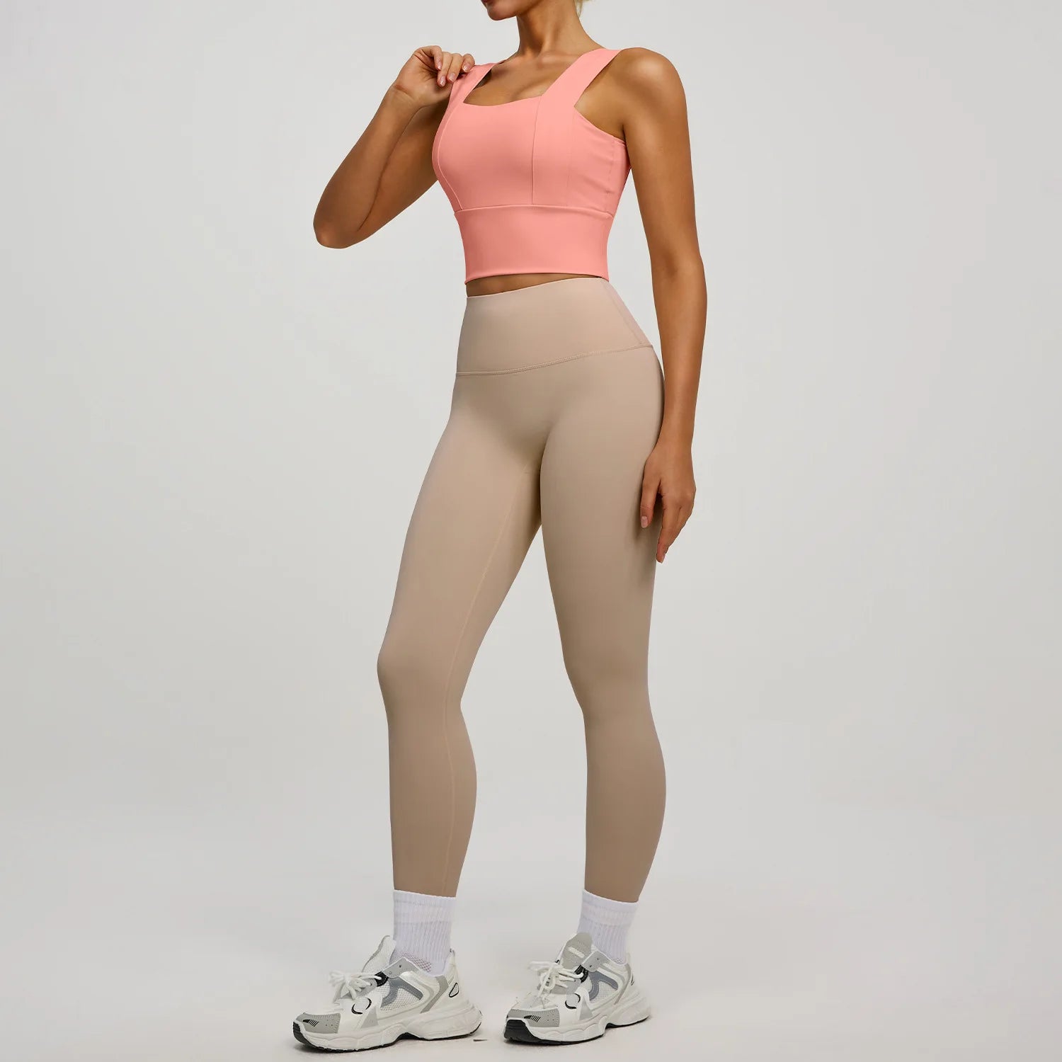 Conjunto Yoga Segunda Pele — Top + Calça Cintura Alta Slim