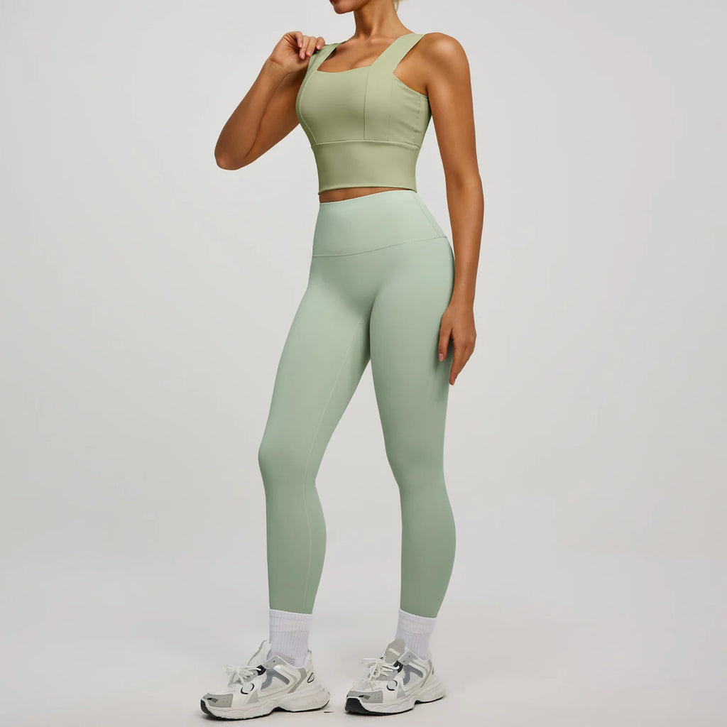 Conjunto Yoga Segunda Pele — Top + Calça Cintura Alta Slim
