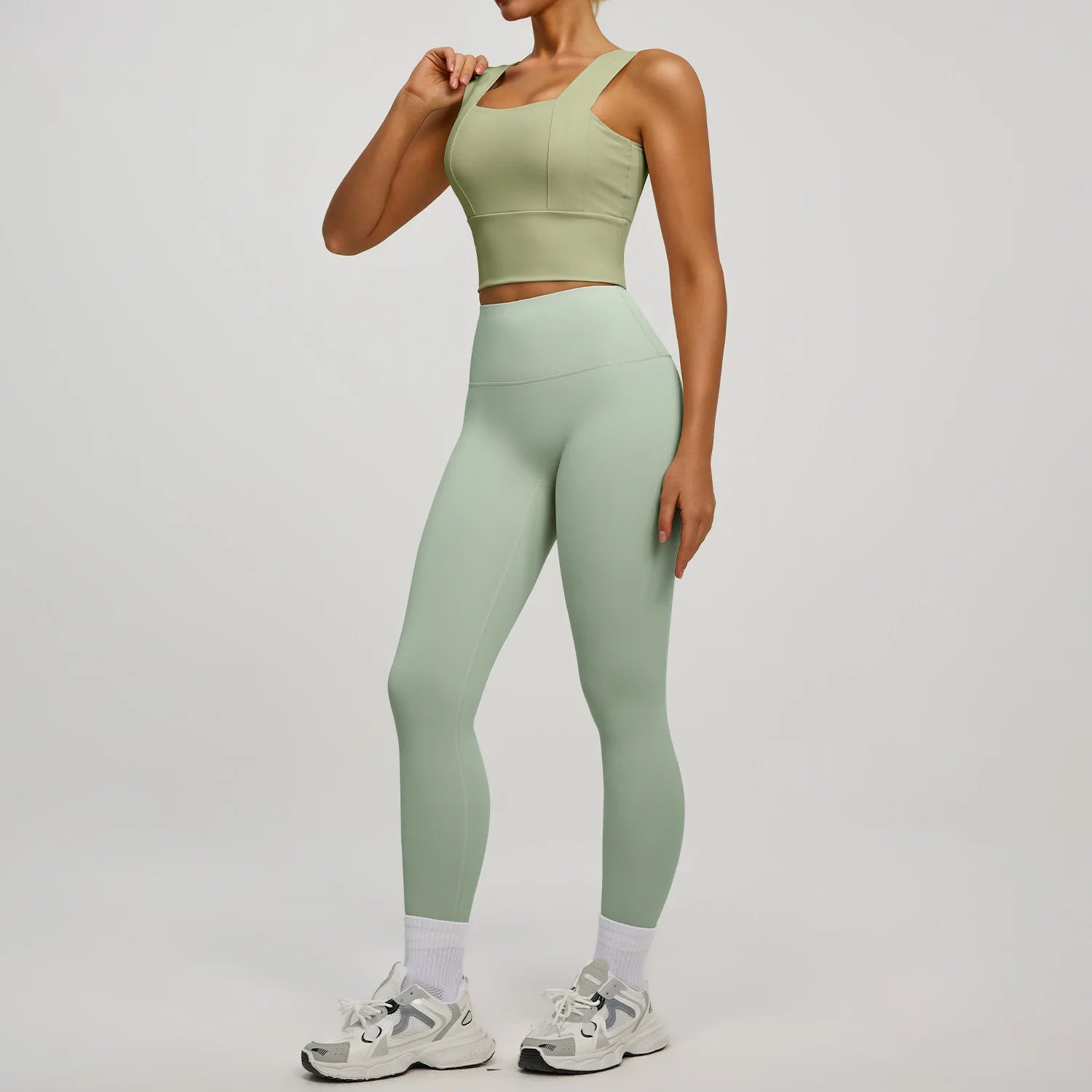Conjunto Yoga Segunda Pele — Top + Calça Cintura Alta Slim