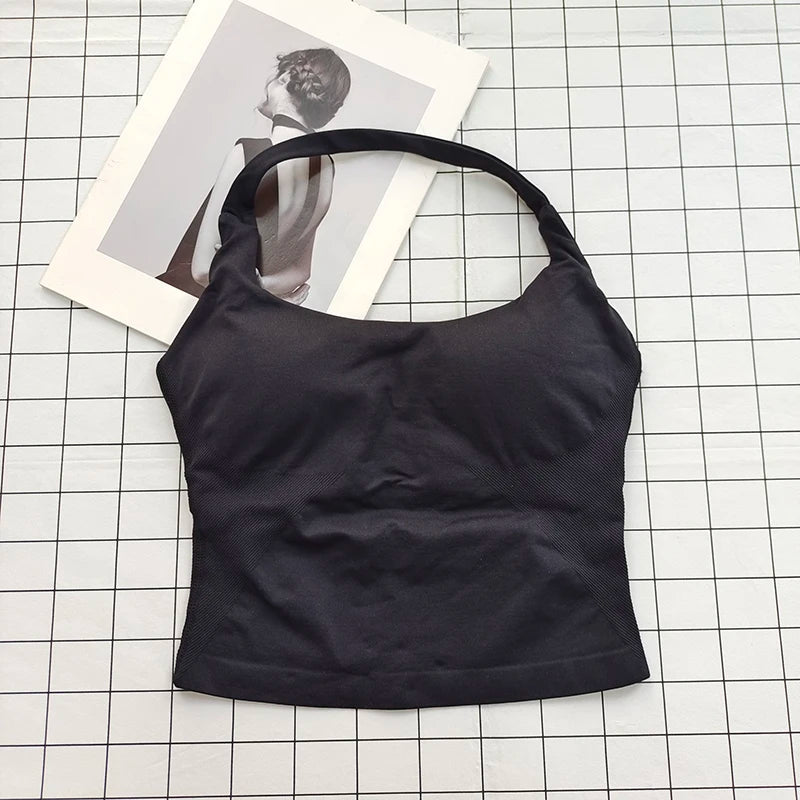 Top Cropped Halter Pescoço com Bojo — Costas Abertas e Suporte Total