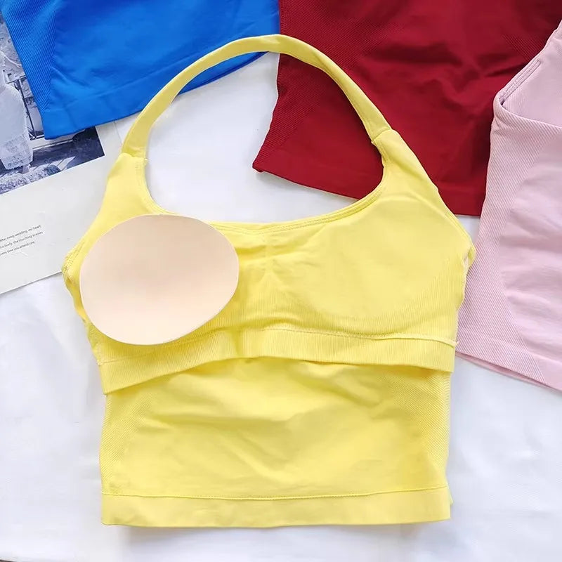 Top Cropped Halter Pescoço com Bojo — Costas Abertas e Suporte Total