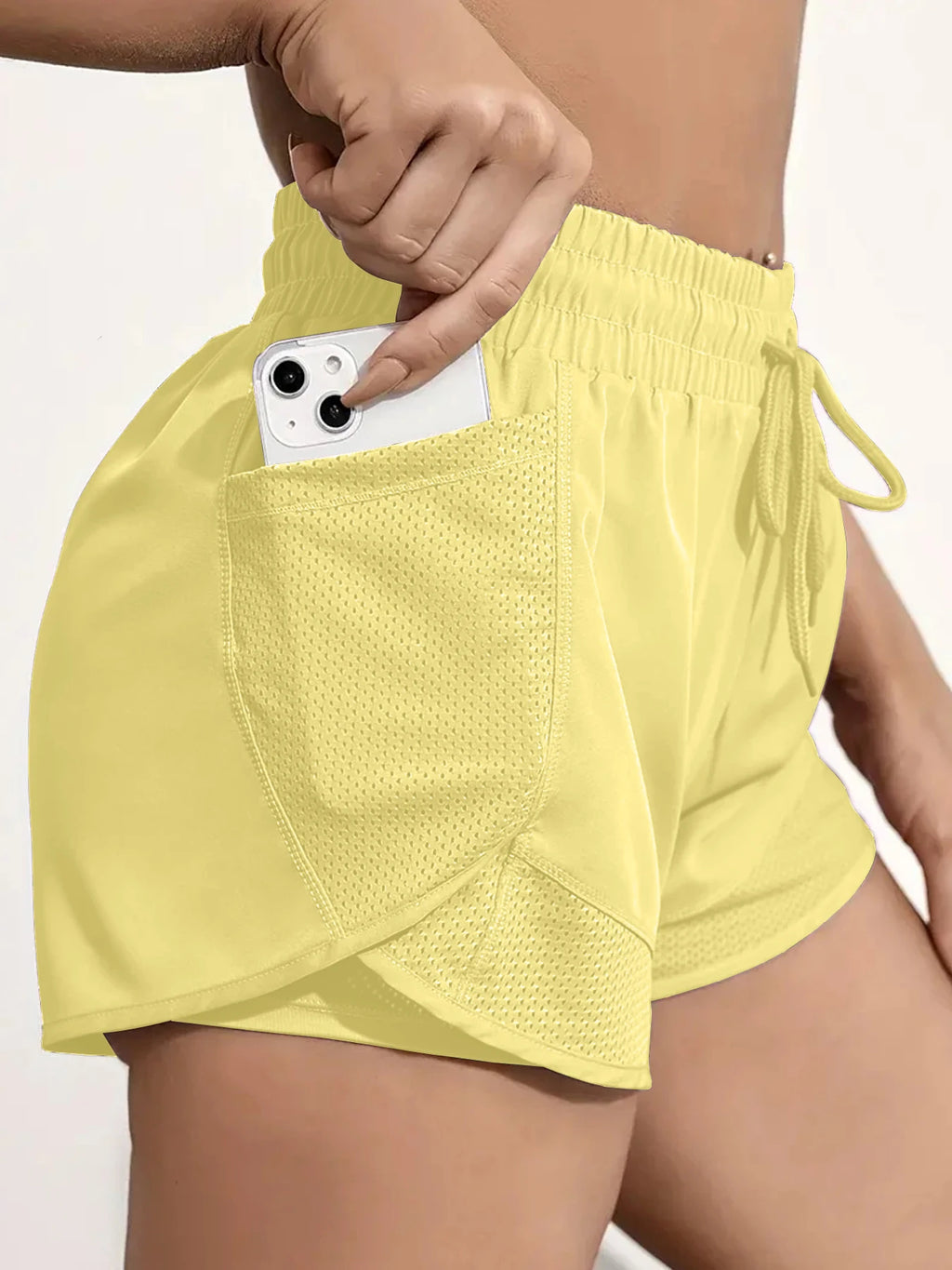Shorts Esportivo 2 em 1 com Bolsos — Legging + Short Embutido