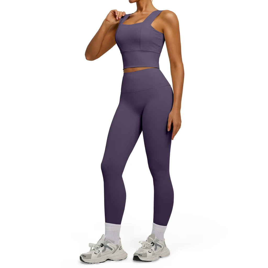 Conjunto Yoga Segunda Pele — Top + Calça Cintura Alta Slim
