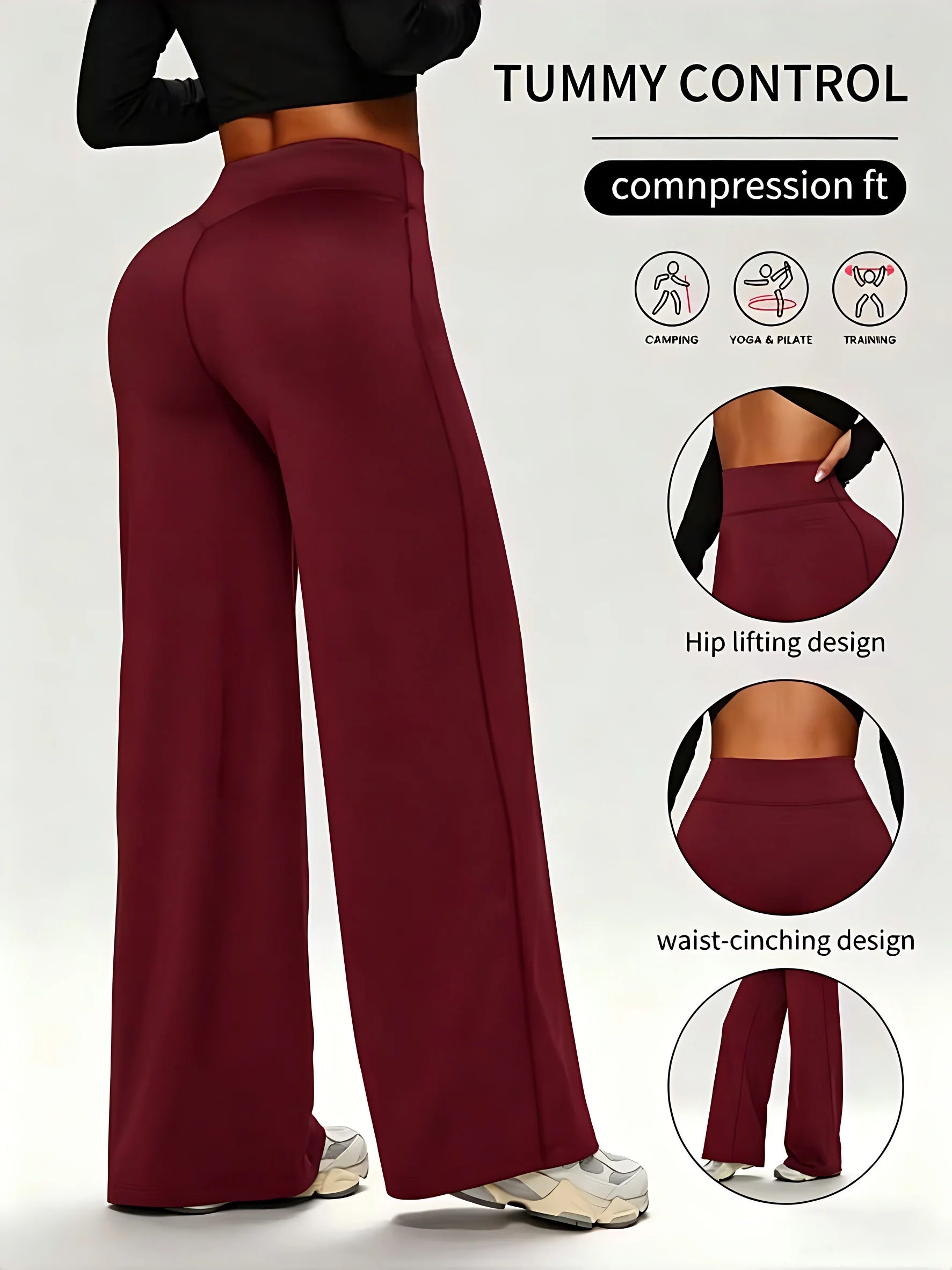 Calça Wide Leg Cintura Alta Tummy Control — Modela, Levanta e Impressiona