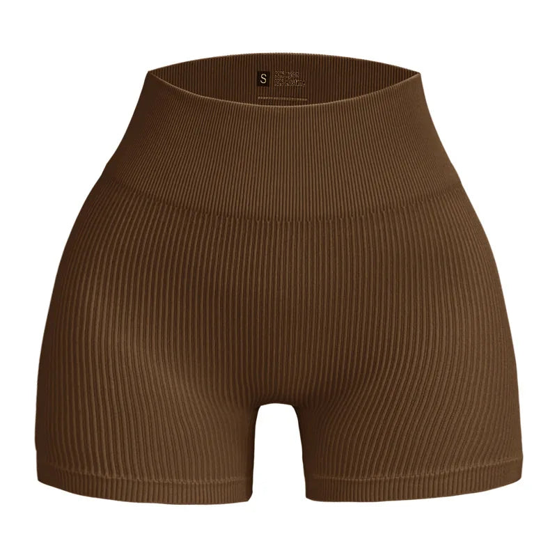 Shorts Ribbed Yoga Cintura Alta Seamless