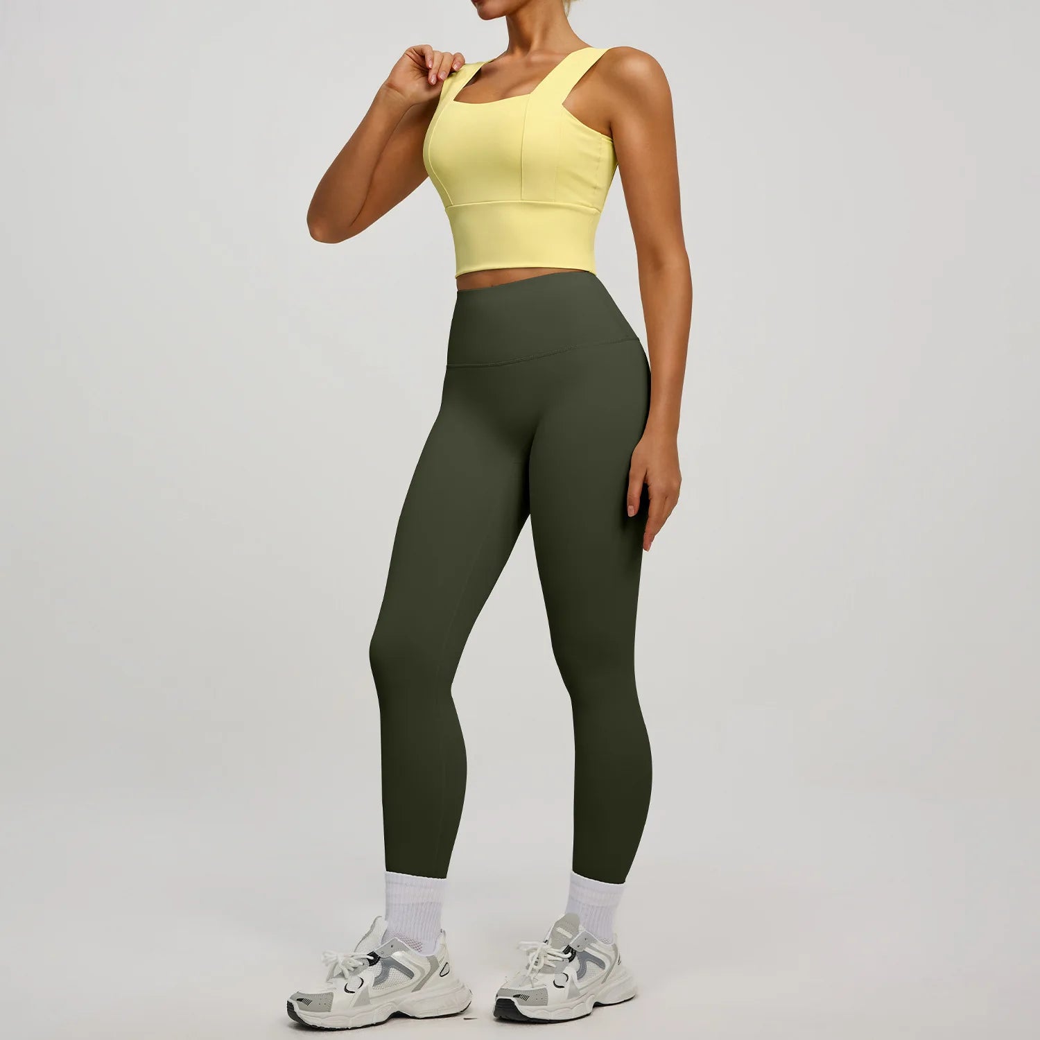 Conjunto Yoga Segunda Pele — Top + Calça Cintura Alta Slim