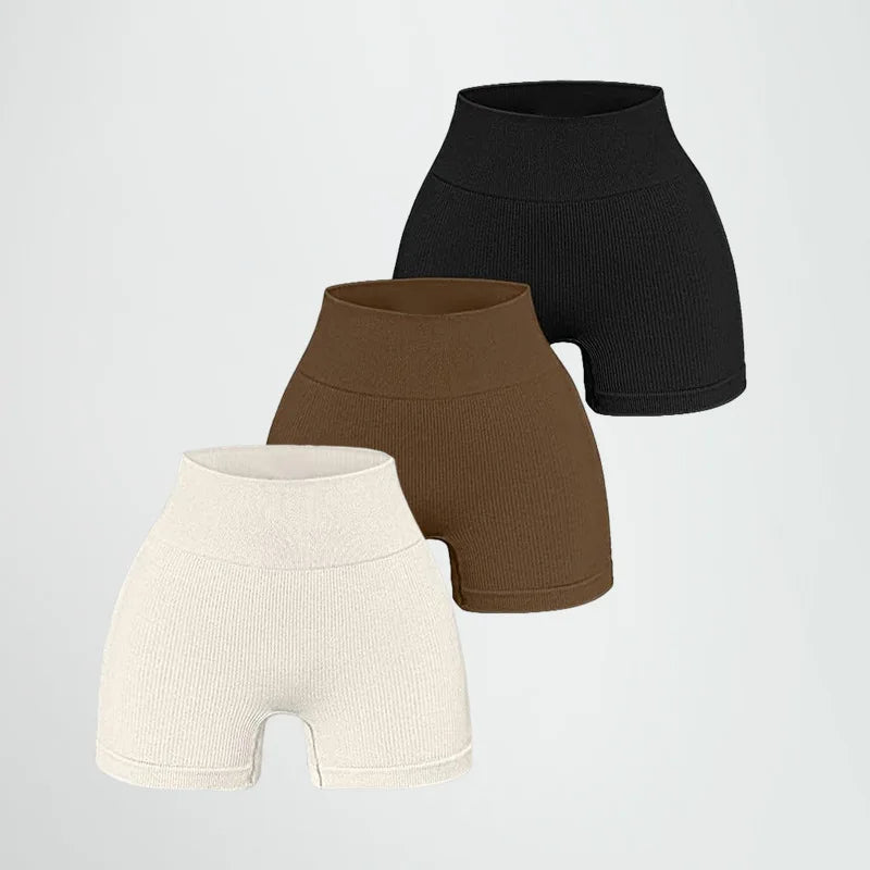 Shorts Ribbed Yoga Cintura Alta Seamless