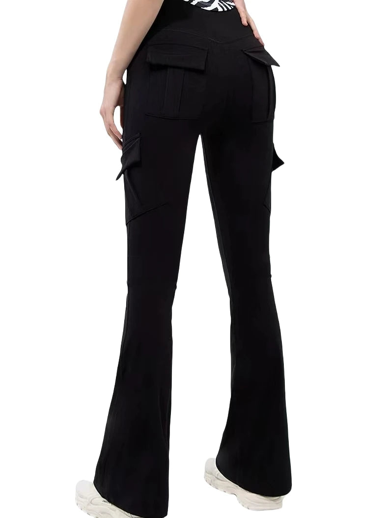 Legging Wide Leg com Bolsos — Perna Larga e Alta Compressão