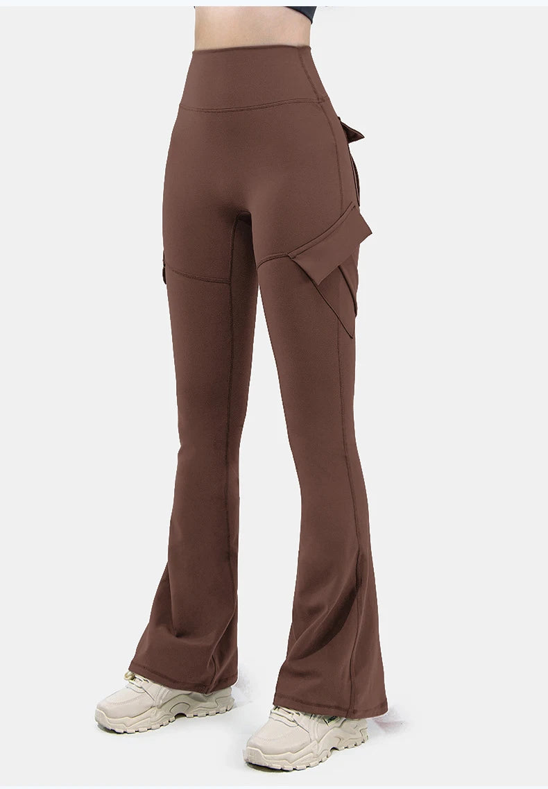 Legging Wide Leg com Bolsos — Perna Larga e Alta Compressão