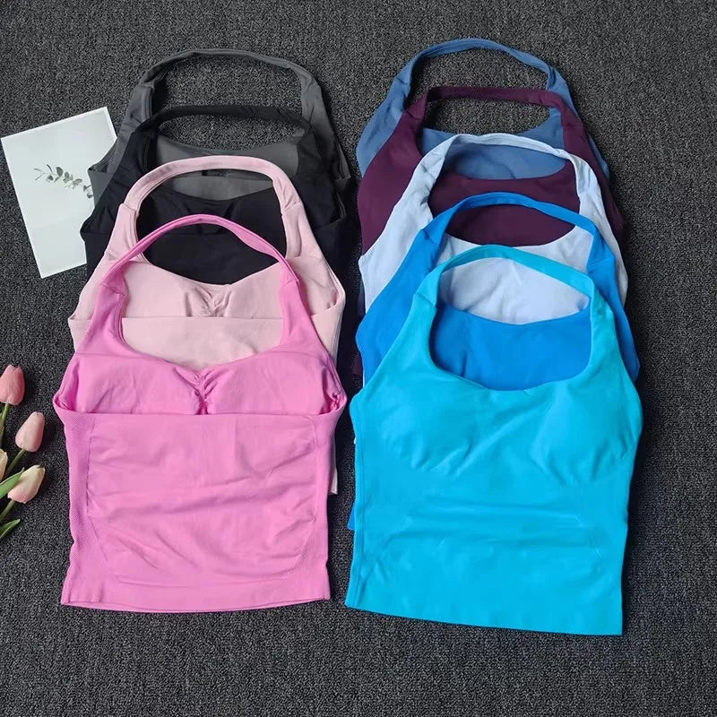 Top Cropped Halter Pescoço com Bojo — Costas Abertas e Suporte Total