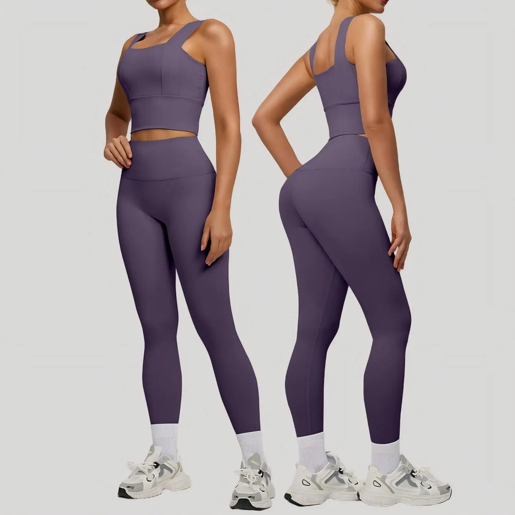 Conjunto Yoga Segunda Pele — Top + Calça Cintura Alta Slim