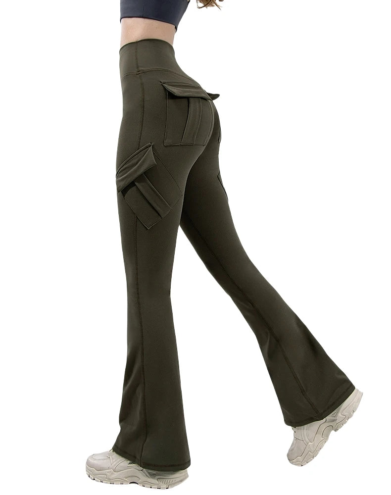 Legging Wide Leg com Bolsos — Perna Larga e Alta Compressão