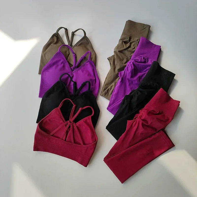 Conjunto Fitness Seamless Cintura Alta — Top + Legging Push Up