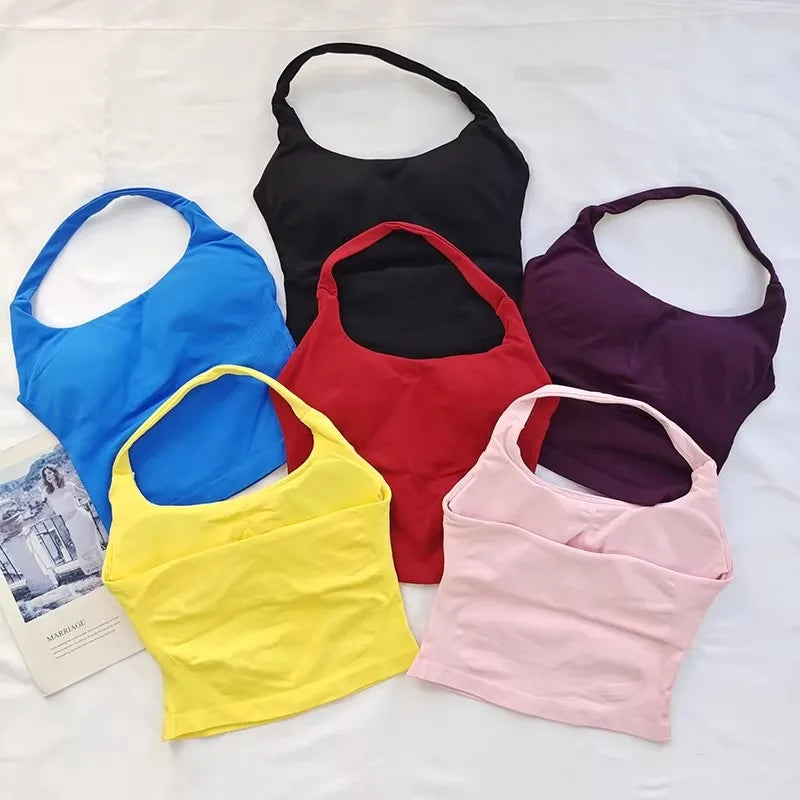Top Cropped Halter Pescoço com Bojo — Costas Abertas e Suporte Total