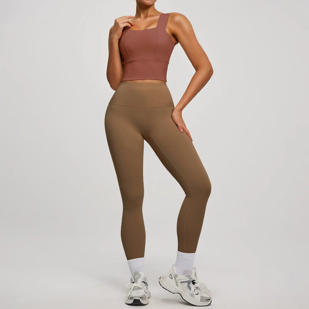 Conjunto Yoga Segunda Pele — Top + Calça Cintura Alta Slim