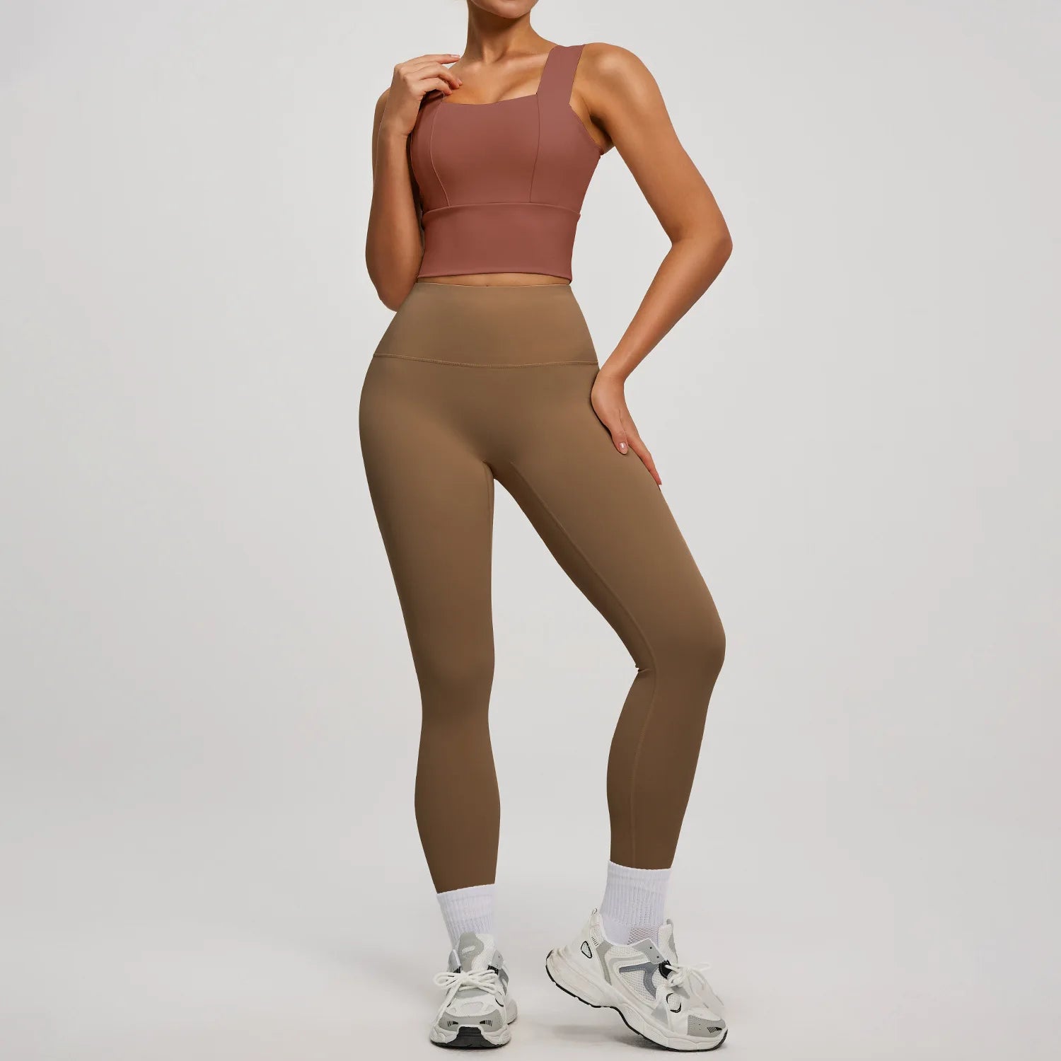 Conjunto Yoga Segunda Pele — Top + Calça Cintura Alta Slim
