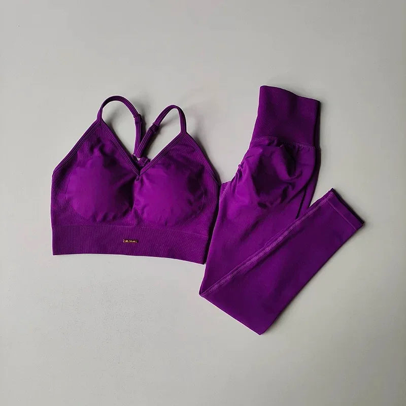 Conjunto Fitness Seamless Cintura Alta — Top + Legging Push Up