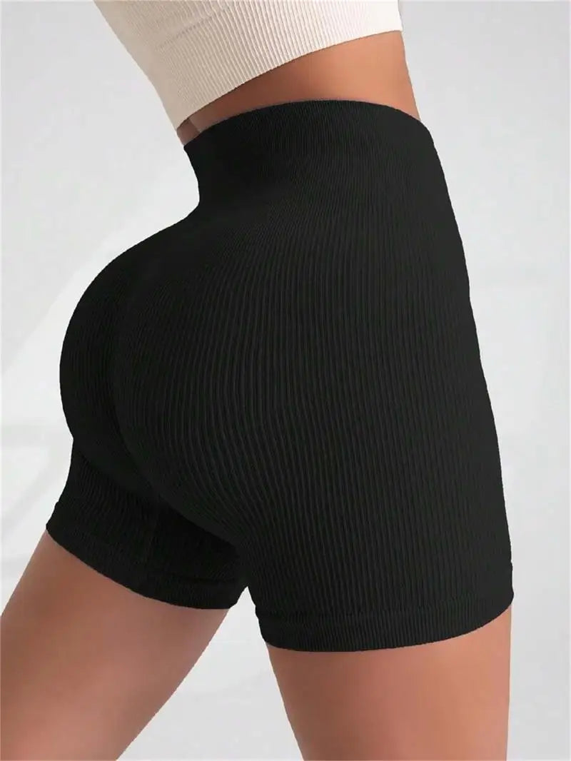 Shorts Ribbed Yoga Cintura Alta Seamless