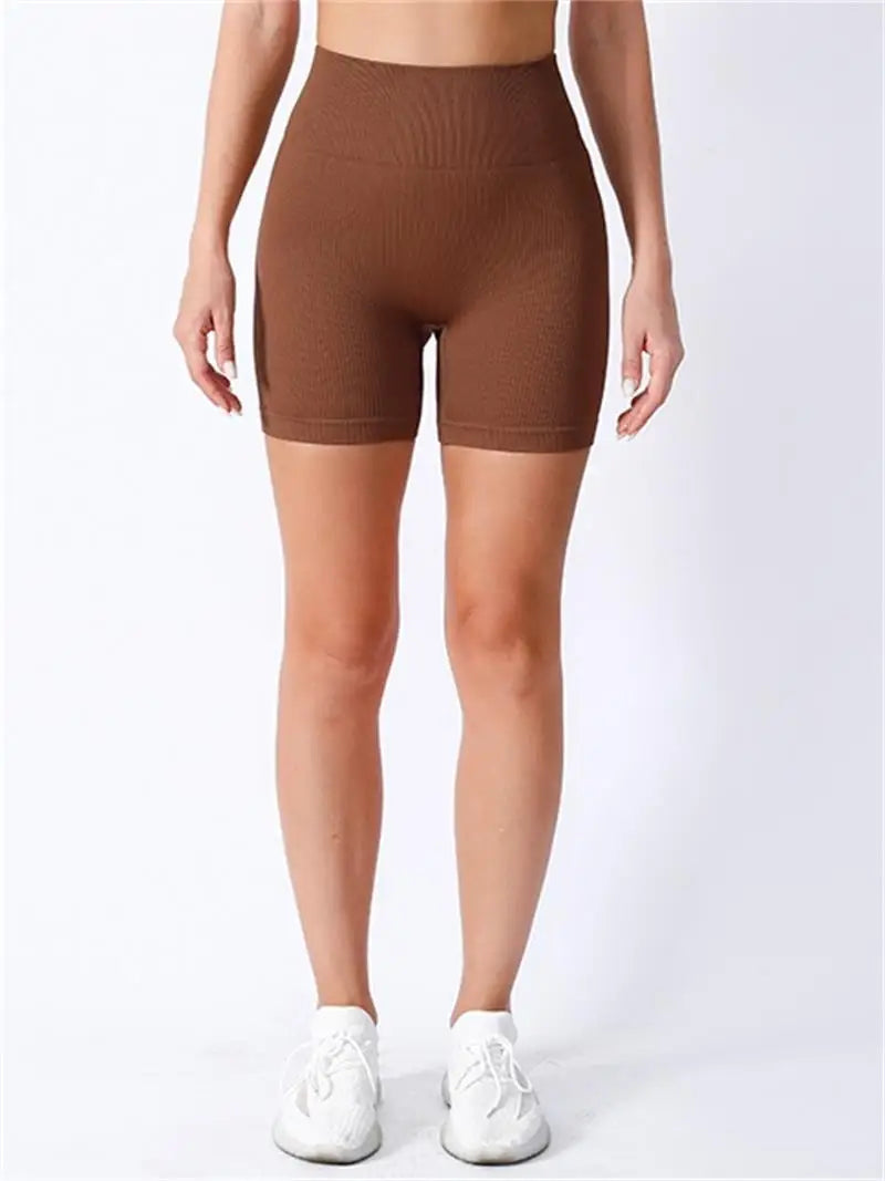Shorts Ribbed Yoga Cintura Alta Seamless