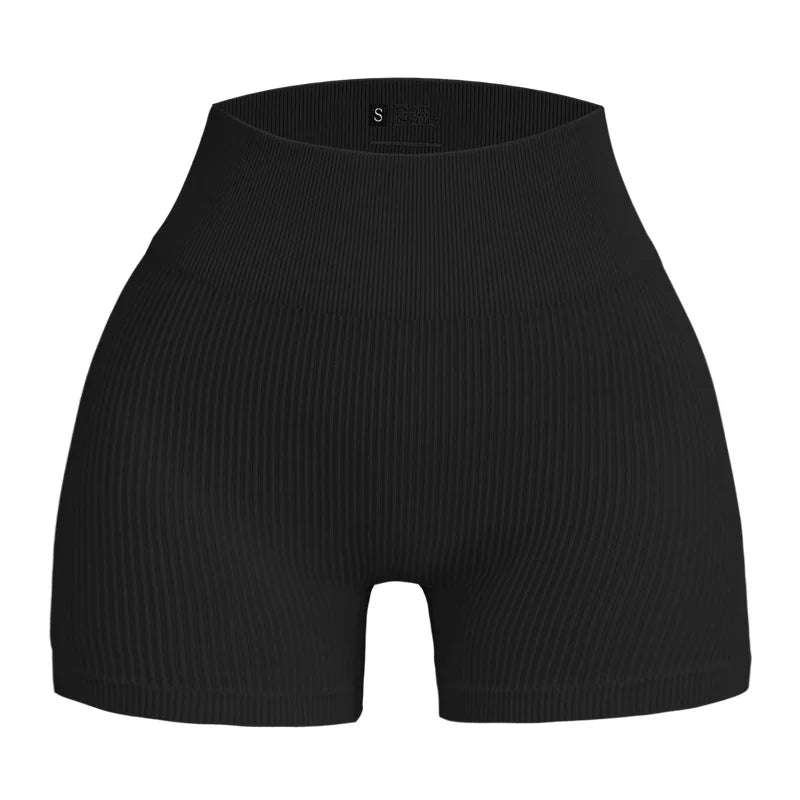 Shorts Ribbed Yoga Cintura Alta Seamless