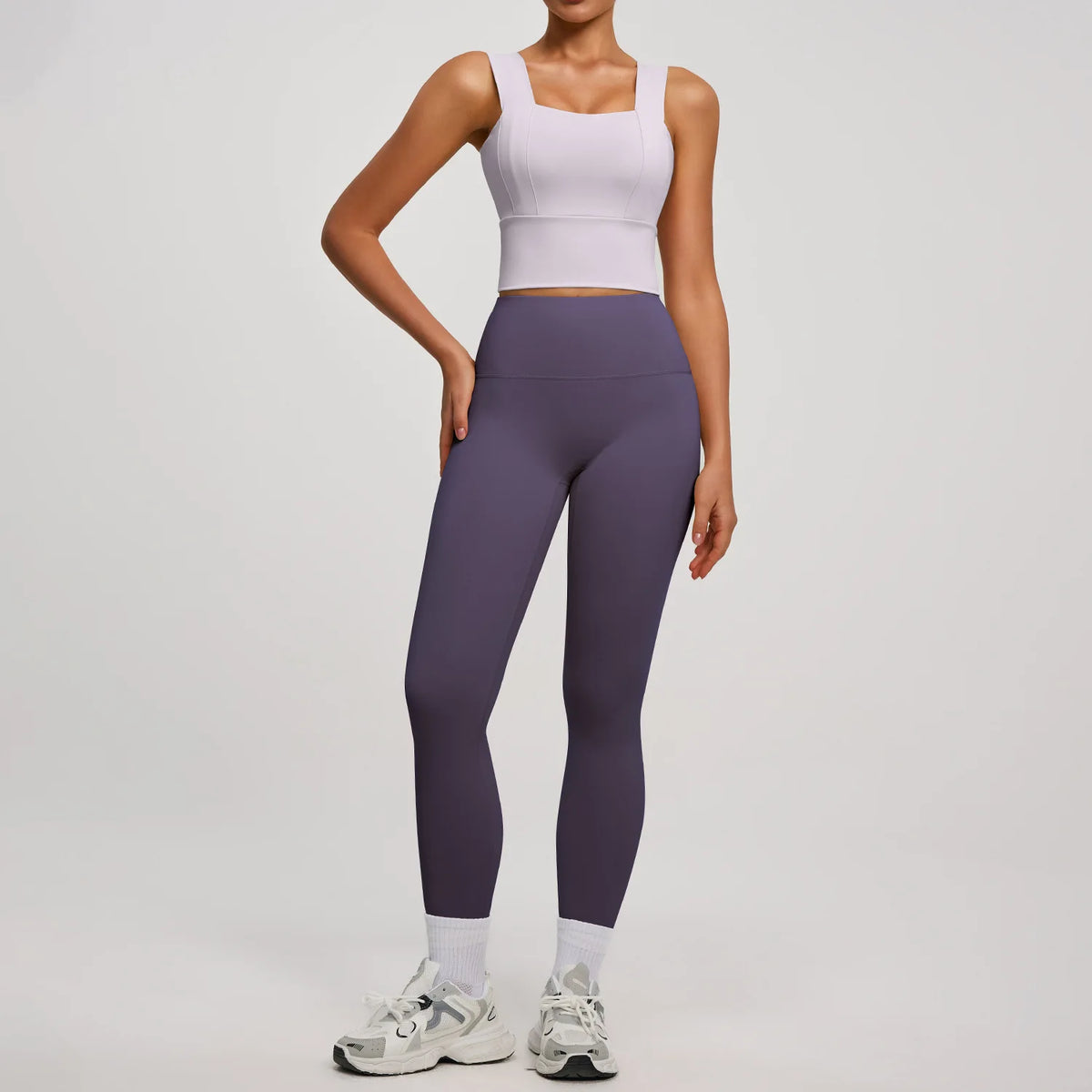 Conjunto Yoga Segunda Pele — Top + Calça Cintura Alta Slim