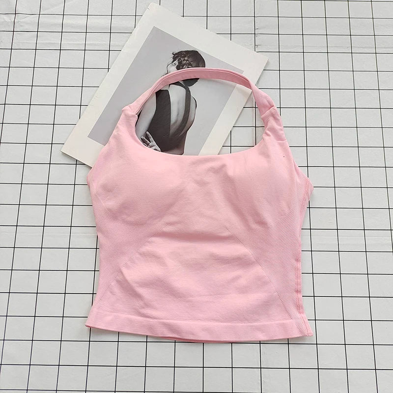 Top Cropped Halter Pescoço com Bojo — Costas Abertas e Suporte Total