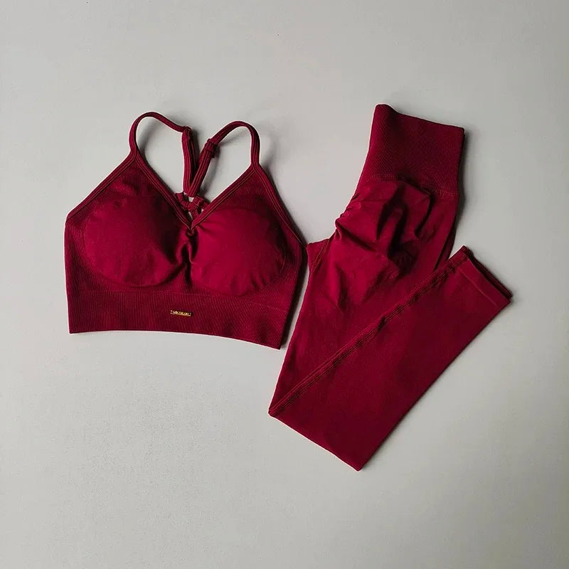 Conjunto Fitness Seamless Cintura Alta — Top + Legging Push Up