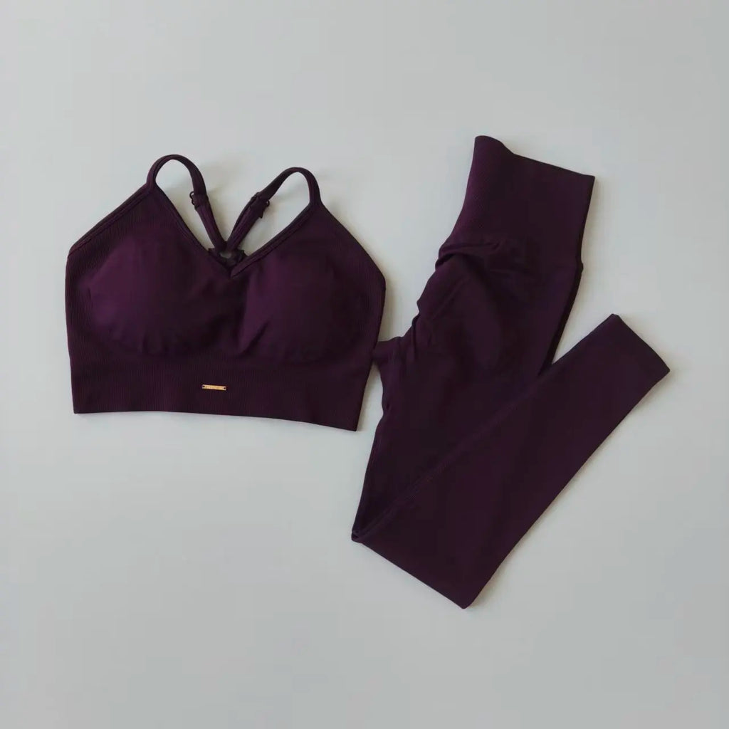 Conjunto Fitness Seamless Cintura Alta — Top + Legging Push Up