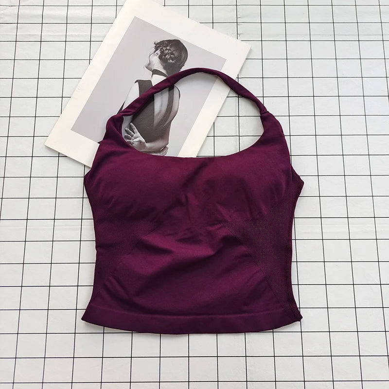 Top Cropped Halter Pescoço com Bojo — Costas Abertas e Suporte Total
