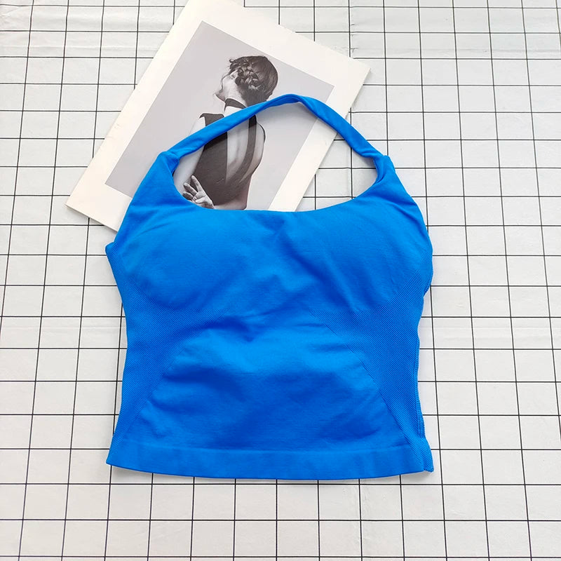 Top Cropped Halter Pescoço com Bojo — Costas Abertas e Suporte Total