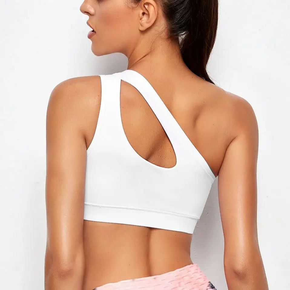 Top Esportivo Push Up Ombro Único — Suporte e Estilo
