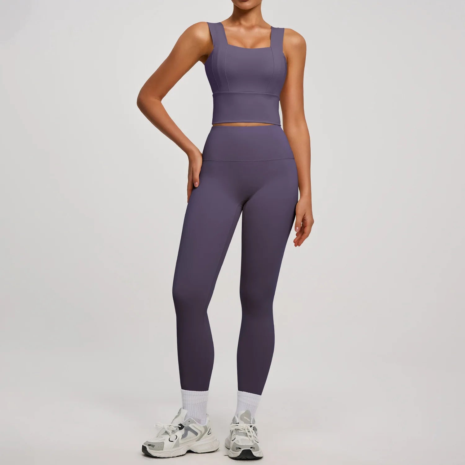 Conjunto Yoga Segunda Pele — Top + Calça Cintura Alta Slim