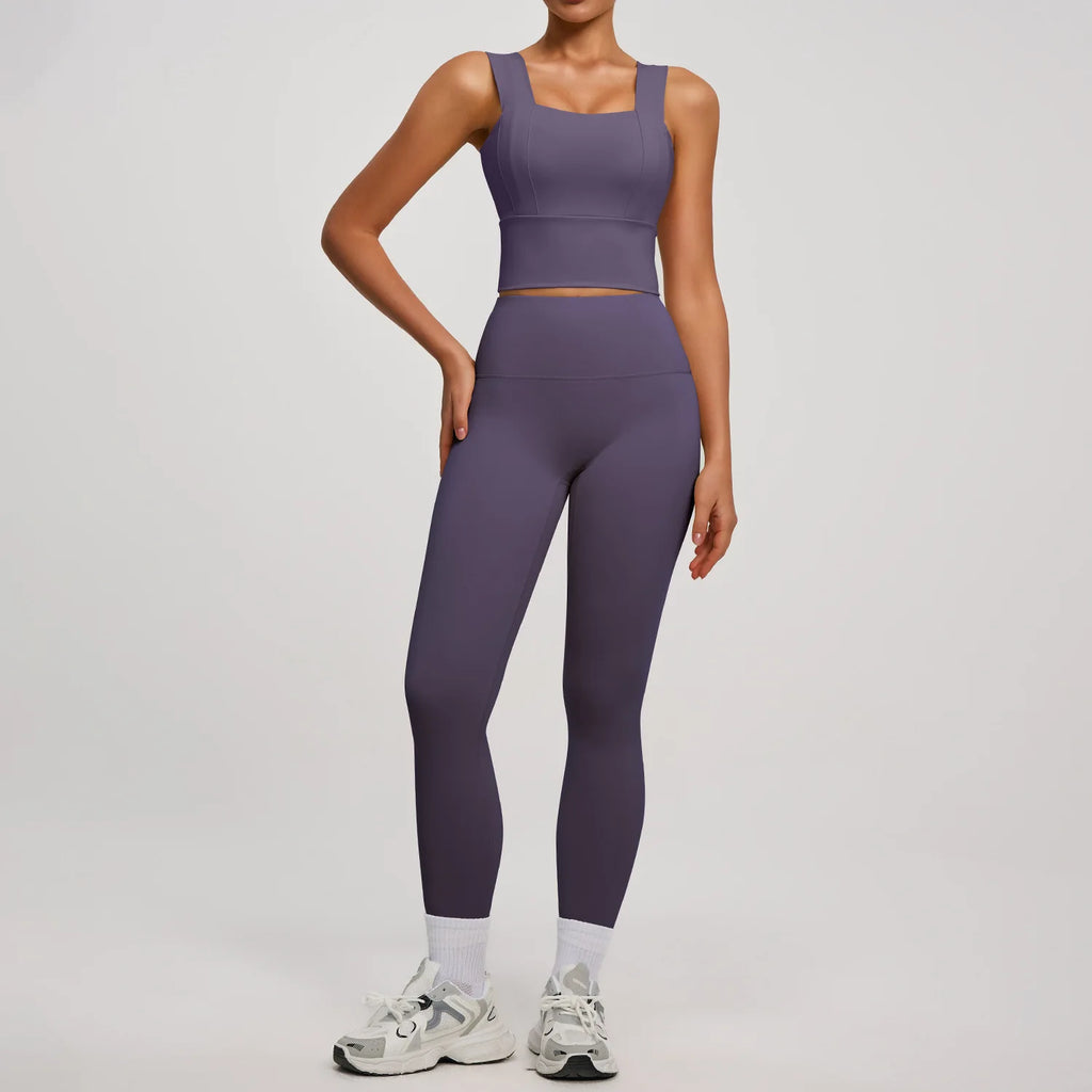 Conjunto Yoga Segunda Pele — Top + Calça Cintura Alta Slim