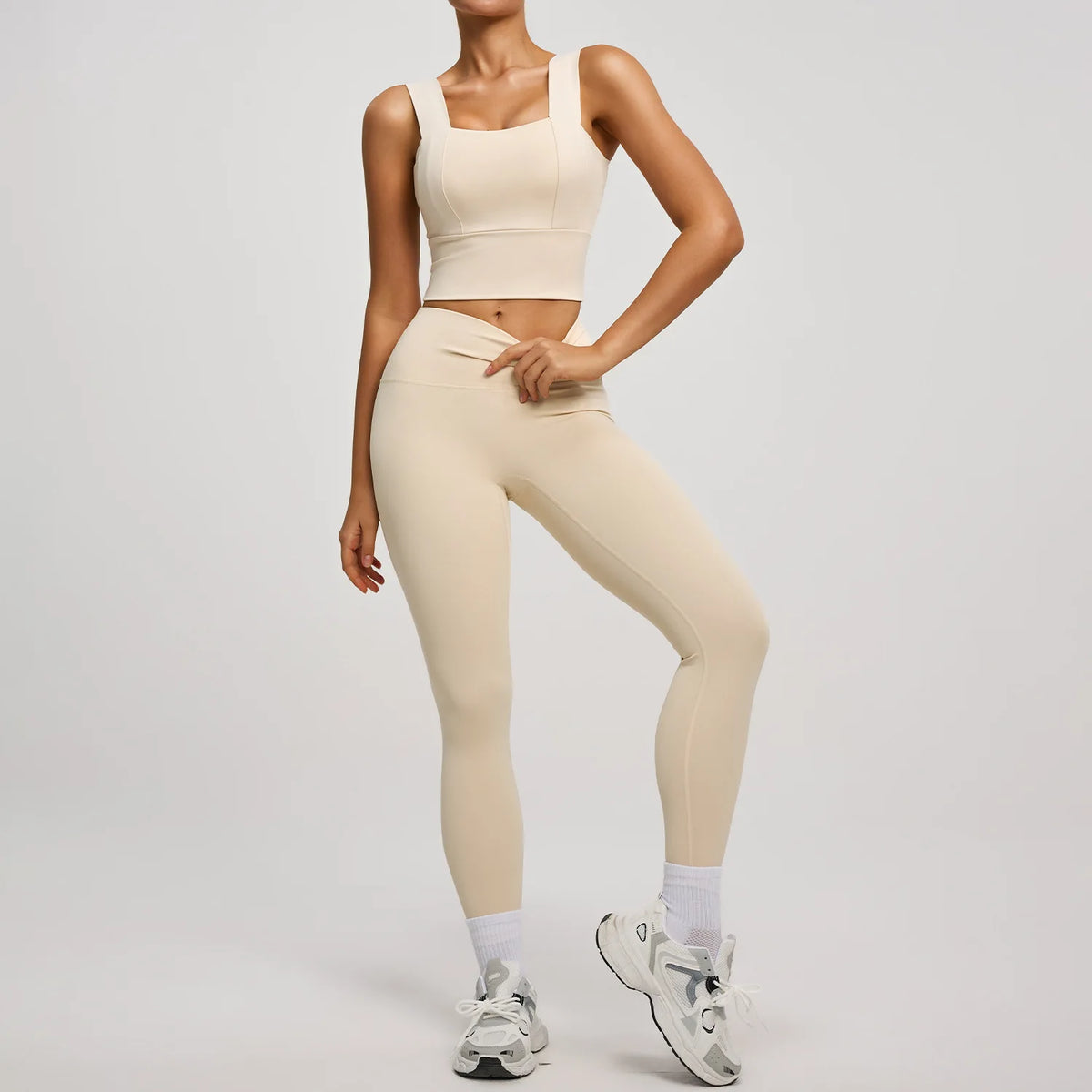 Conjunto Yoga Segunda Pele — Top + Calça Cintura Alta Slim